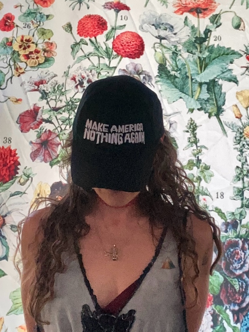 Unisex Black Embroidered Slogan Baseball Cap - "Make America Nothing Again"